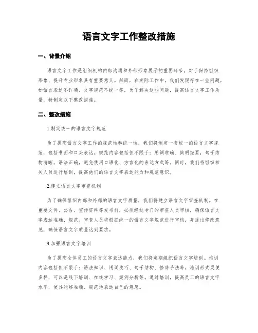 语言文字工作整改措施