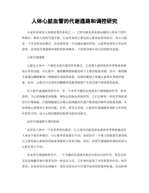 人体心脏血管的代谢通路和调控研究