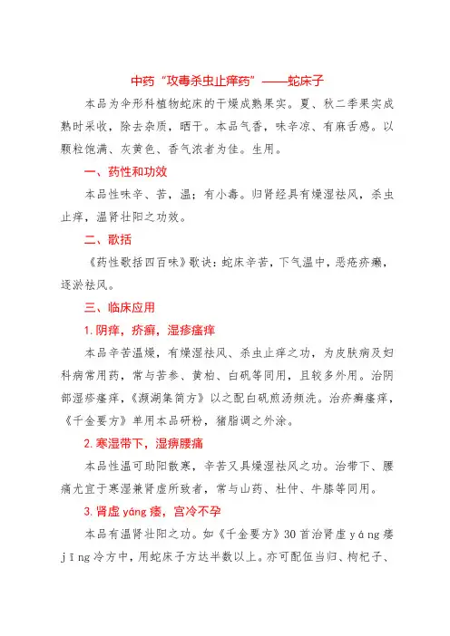 中药“攻毒杀虫止痒药”——蛇床子