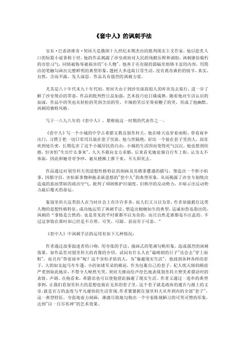 《套中人》的讽刺手法.doc
