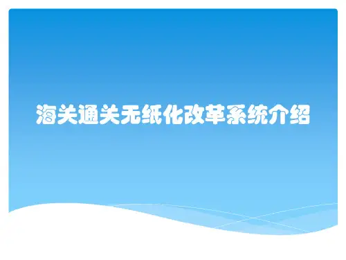 海关通关无纸化改革系统介绍