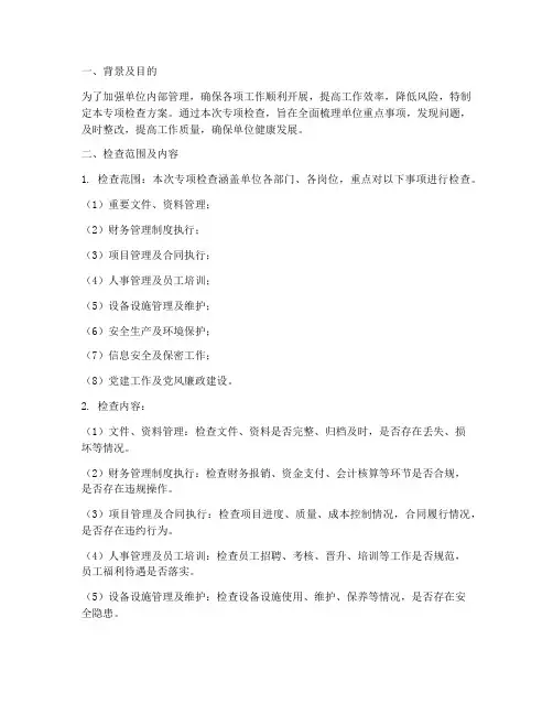 重点事项专项检查方案
