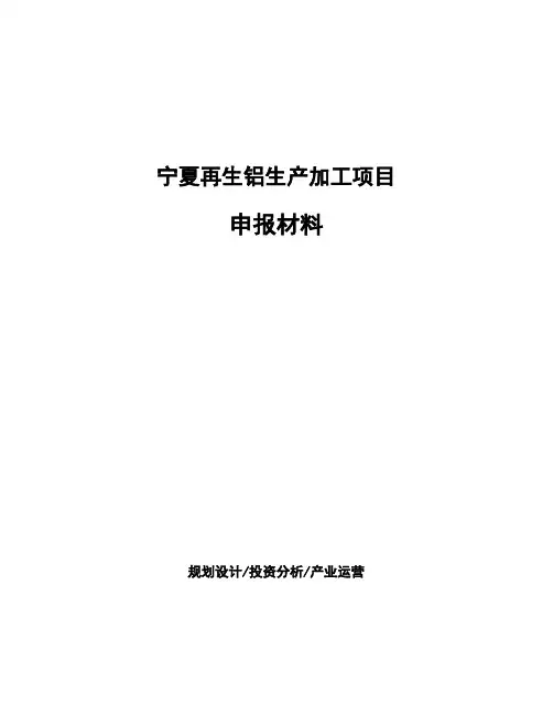 宁夏再生铝生产加工项目申报材料