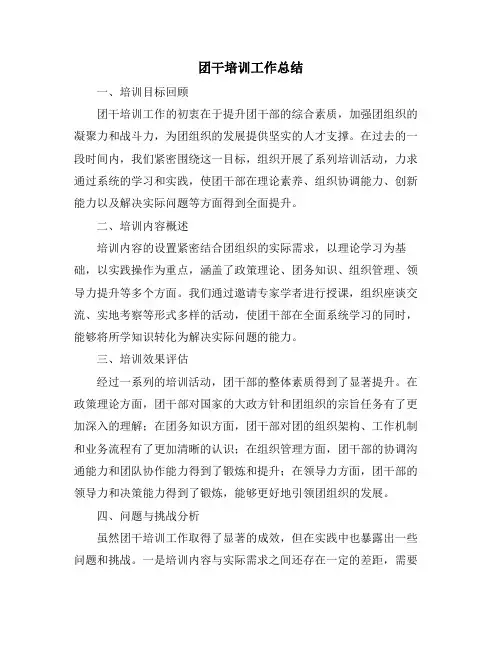 团干培训工作总结