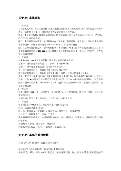 关于3M车膜选购