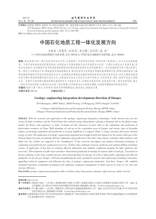 中国石化地质工程一体化发展方向