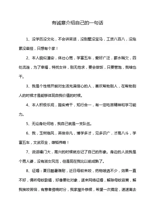 有诚意介绍自己的一句话