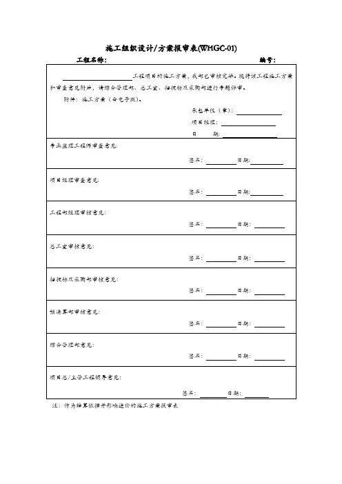 施工组织设计方案报审表