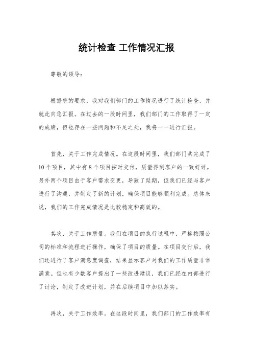 统计检查 工作情况汇报