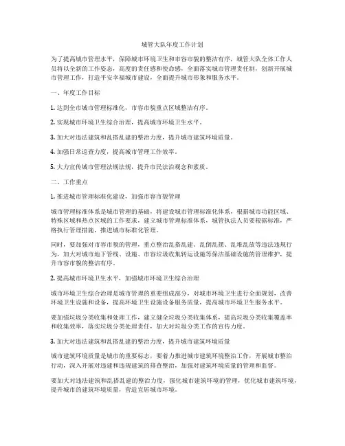 城管大队年度工作计划