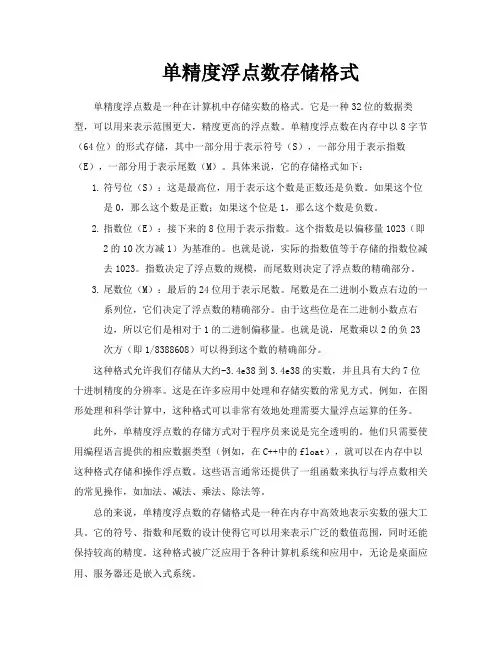 单精度浮点数存储格式