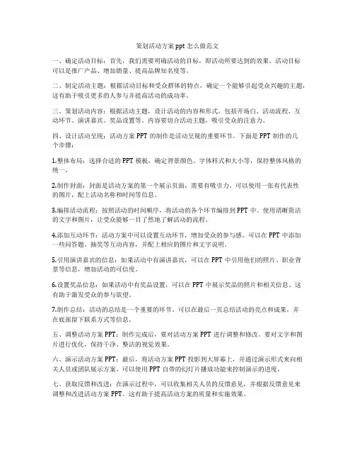 策划活动方案ppt怎么做范文