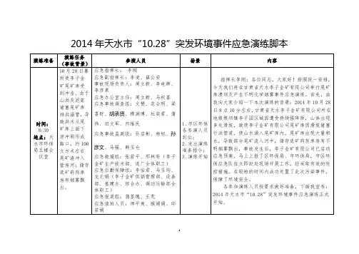 2014年天水市“10.28”突发环境事件应急演练脚本