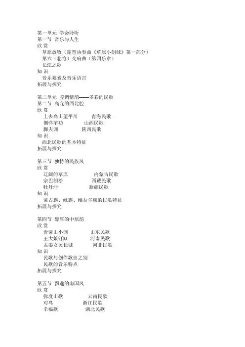 高中音乐目录