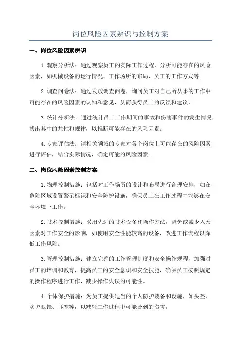 岗位风险因素辨识与控制方案