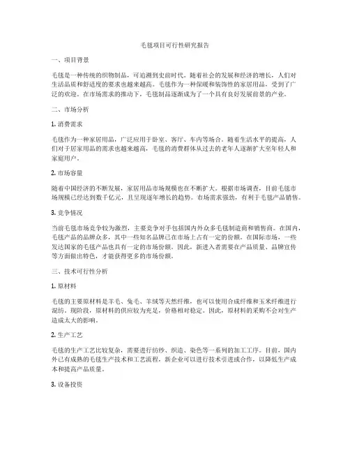 毛毯项目可行性研究报告