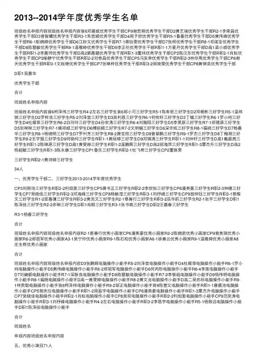 2013--2014学年度优秀学生名单