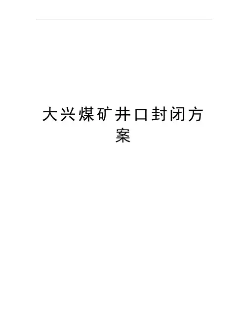 最新大兴煤矿井口封闭方案