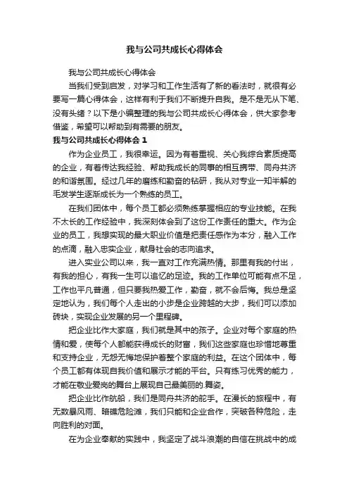 我与公司共成长心得体会