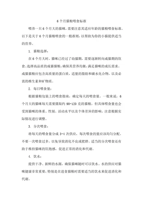 6个月猫粮喂食标准