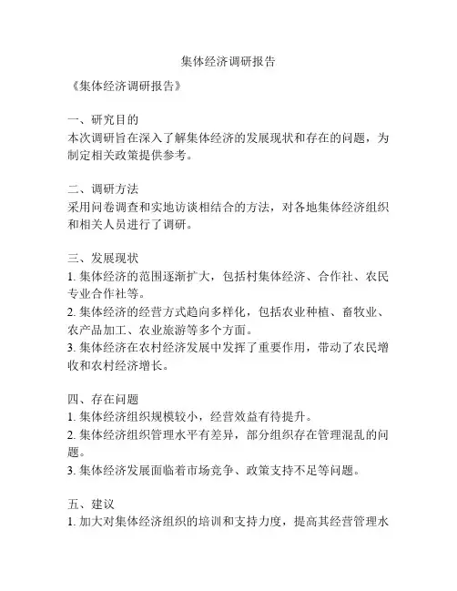 集体经济调研报告