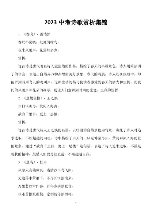2023中考诗歌赏析集锦