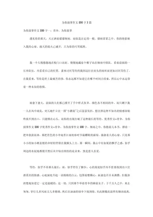 为你鼓掌作文800字3篇