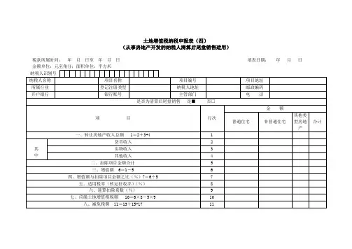 土地增值税纳税申报表(清算后尾盘销售表)