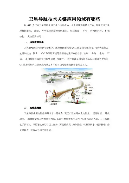 卫星导航技术主要应用领域有哪些
