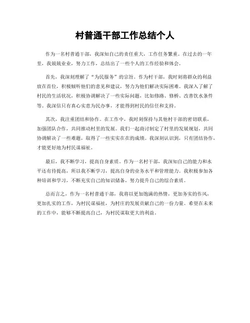 村普通干部工作总结个人