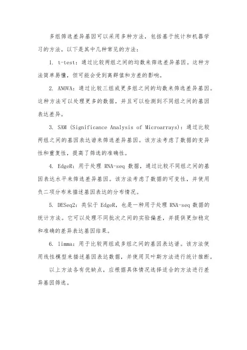 多组筛选差异基因