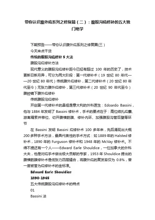 带你认识腹外疝系列之修复篇（二）：腹股沟疝修补的五大独门绝学