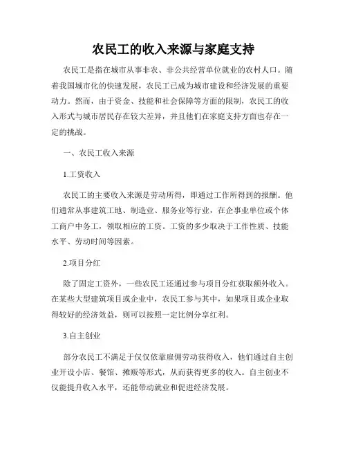 农民工的收入来源与家庭支持