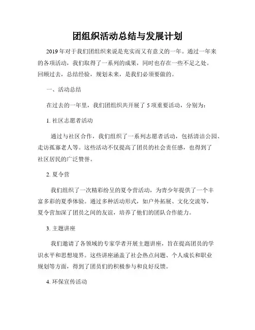 团组织活动总结与发展计划