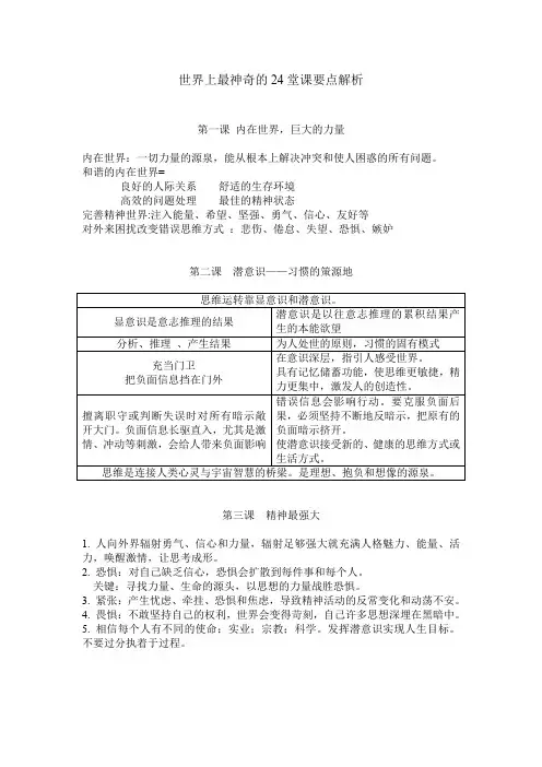 世界上最神奇的24堂课要点解析
