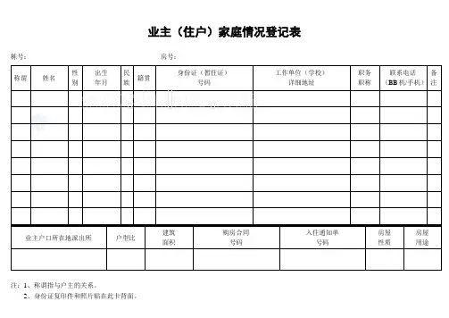 业主(住户)家庭情况登记表_secret
