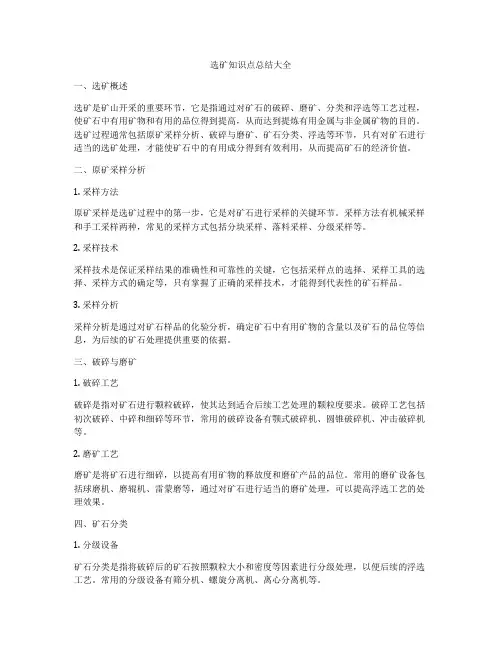 选矿知识点总结大全