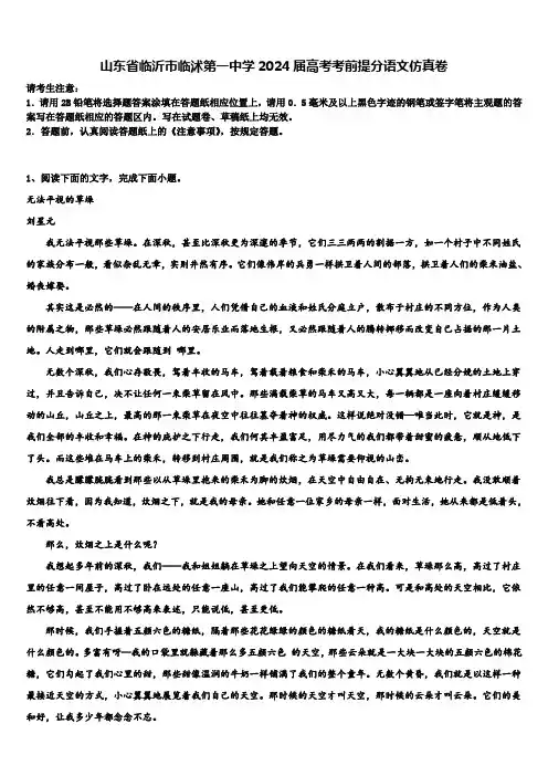 山东省临沂市临沭第一中学2024届高考考前提分语文仿真卷含解析