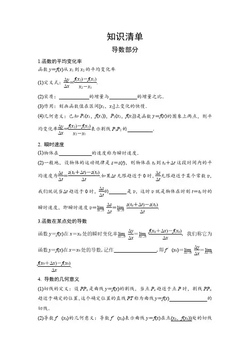 高二数学知识清单