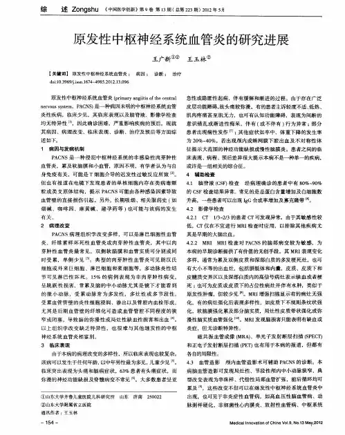 原发性中枢神经系统血管炎的研究进展