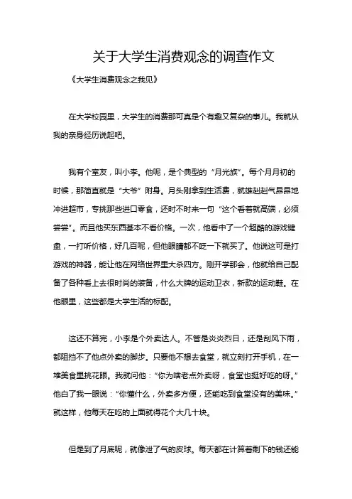 关于大学生消费观念的调查作文