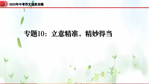 中考作文复习专题10：立意精准,精妙得当-2023年中考作文速胜攻略与满分范文精选