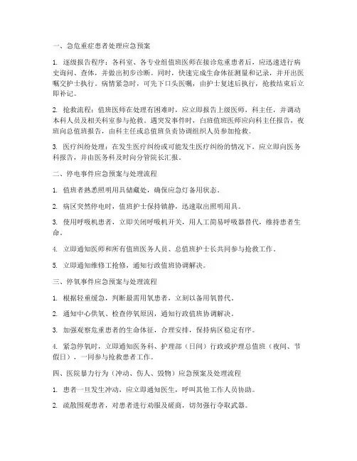 医院常见应急预案处理