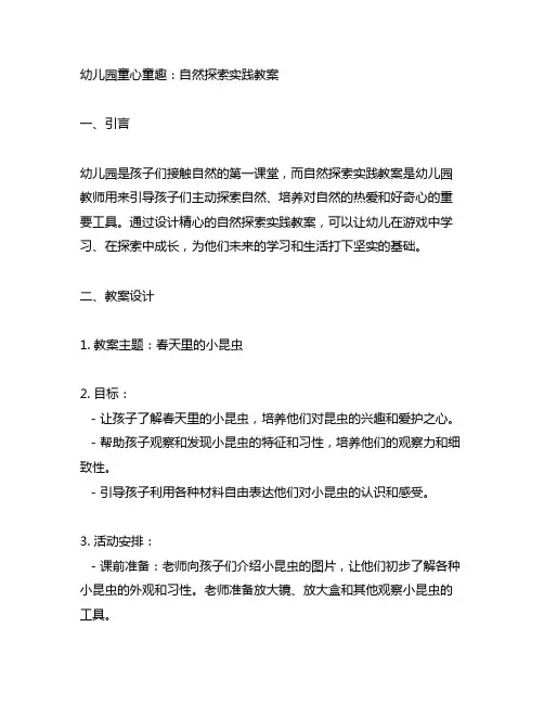 幼儿园童心童趣：自然探索实践教案