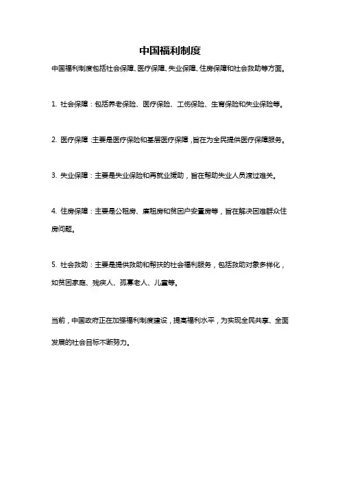 中国福利制度