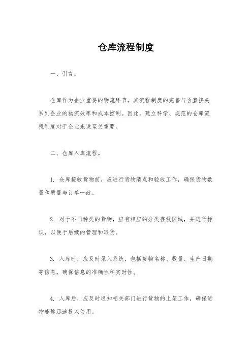 仓库流程制度