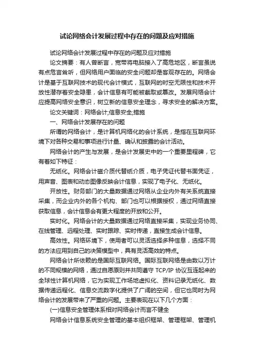 试论网络会计发展过程中存在的问题及应对措施