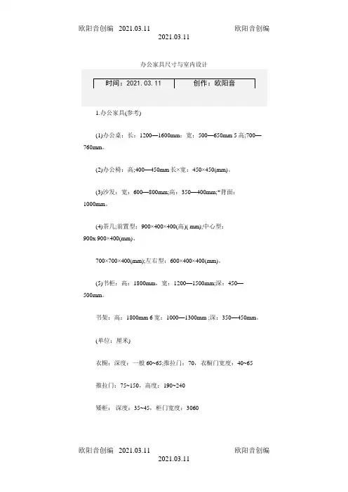 办公家具尺寸之欧阳音创编