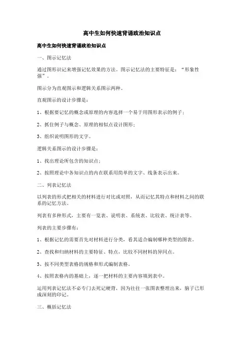 高中生如何快速背诵政治知识点