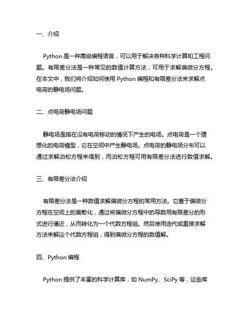 python有限差分法求解点电荷静电场问题